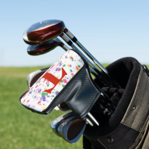Monongram Red Pink Purple Green Paint Splat  Golf Head Cover