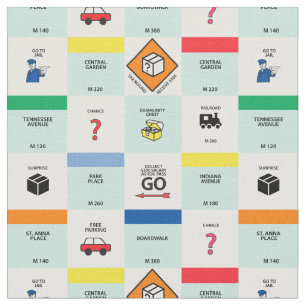 monopoly cardboard game night fabric