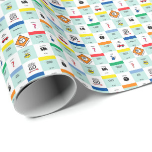 monopoly cardboard game night wrapping paper