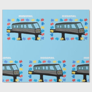 Monorail train car coaster autism puzzle  wrapping paper