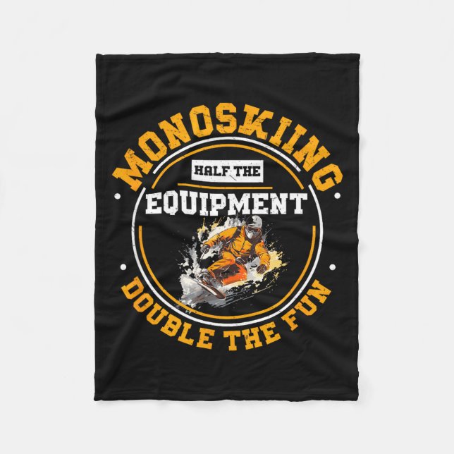 Monoskiing half equipment double the funny monoski fleece blanket (Front)