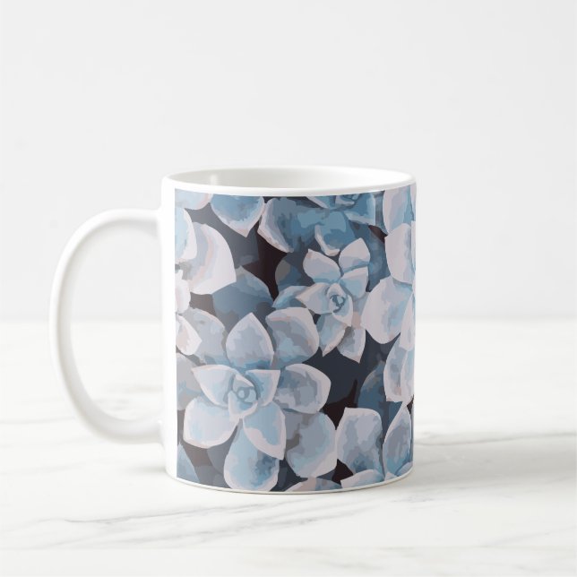 Monotone Blue Succulent Mug (Left)