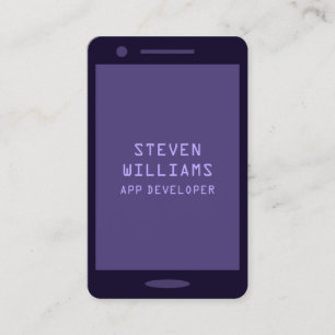 Monotone coloured smartphone faux look violet business card