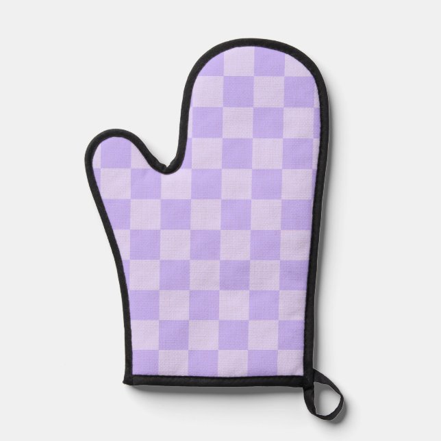 Monotone Lavender Chequered Pattern Oven Mitt (Front)