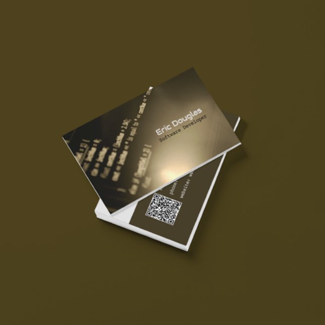Monotone Modern Software Tech Professional QR Code Business Card (Creator Uploaded)