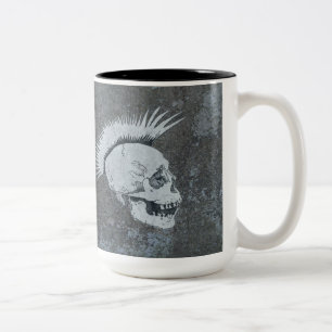 Monotone Mug Featuring Twin Skulls