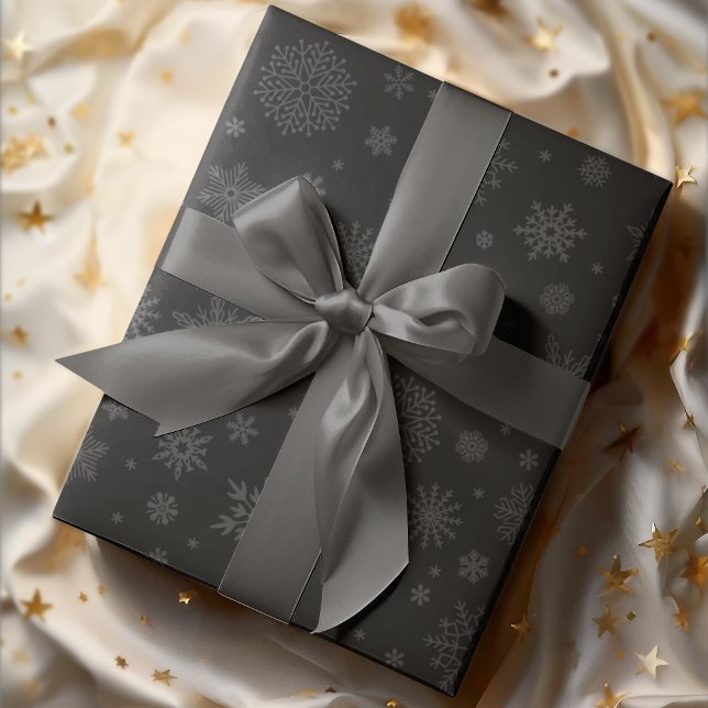 Monotone Winter Snowflake Charcoal Wrapping Paper (Creator Uploaded)
