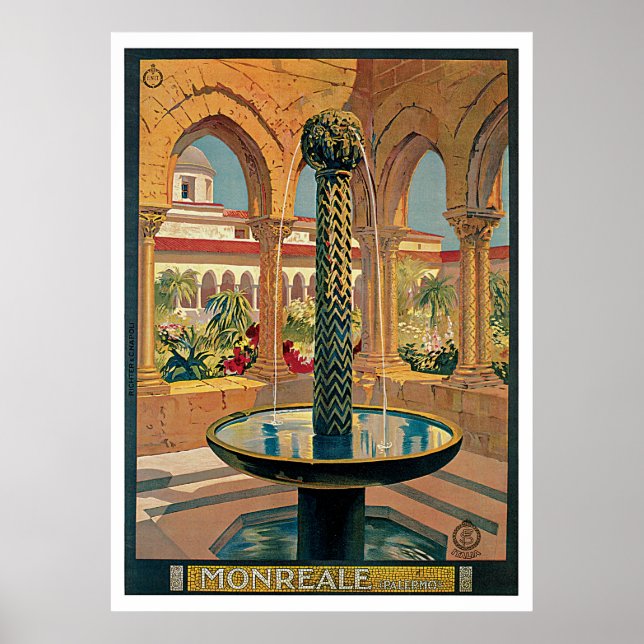 Monreale Italy Vintage Travel Poster (Front)