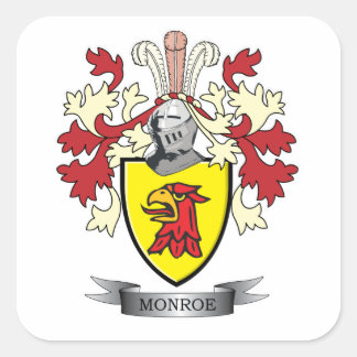 Monroe Family Crest Coat of Arms Square Sticker