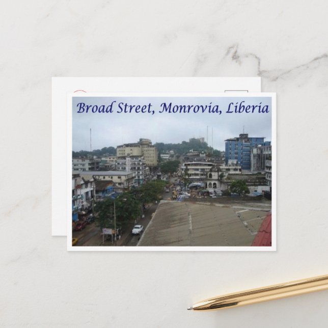 Monrovia - Liberia - Broad Street - Postcard (Front/Back In Situ)