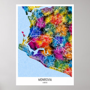 Monrovia Liberia City Map Poster