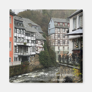 Monschau streets with half-timber houses and river magnet