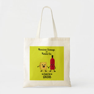 Monsieur Fromage et Madame Vin Cheesy lovers Tote Bag