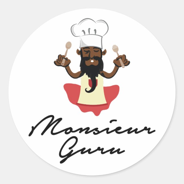 Monsieur Guru Classic Round Sticker (Front)