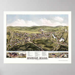Monson, MA Panoramic Map - 1879 Poster