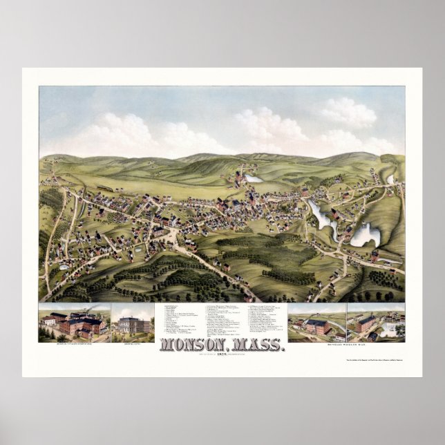 Monson, MA Panoramic Map - 1879 Poster (Front)