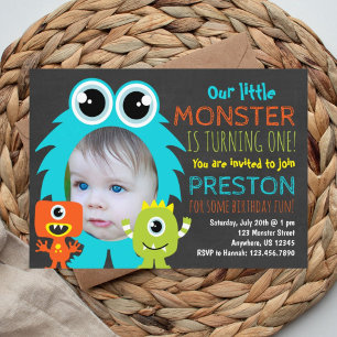 Monster 1st Birthday Invitation with Photo