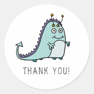 Monster 1st Birthday Party Thank You Classic Round Sticker