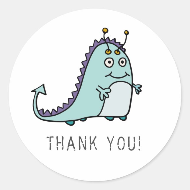 Monster 1st Birthday Party Thank You Classic Round Sticker (Front)