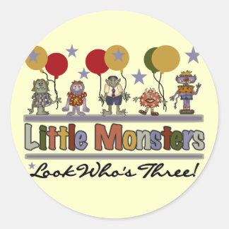 Monster 3rd Birthday Tshirts and Gifts Classic Round Sticker