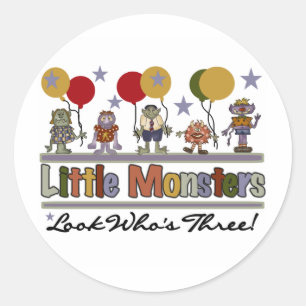 Monster 3rd Birthday Tshirts and Gifts Classic Round Sticker