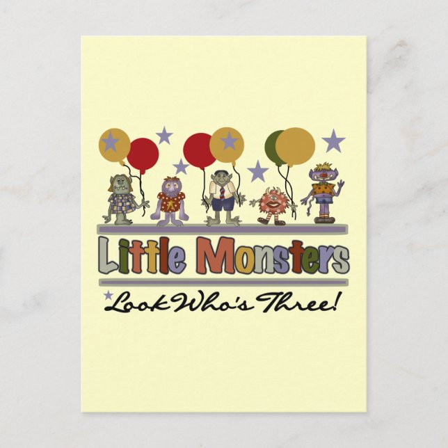 Monster 3rd Birthday Tshirts and Gifts Postcard (Front)