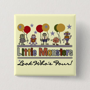 Monster 4th Birthday Tshirts and Gifts 15 Cm Square Badge