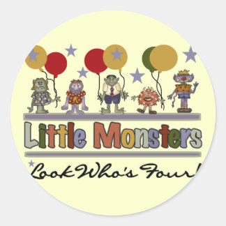 Monster 4th Birthday Tshirts and Gifts Classic Round Sticker