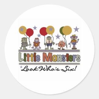 Monster 6th Birthday Classic Round Sticker