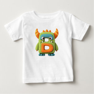 Monster Alphabet Letter D – Cute Horned Monster Baby T-Shirt