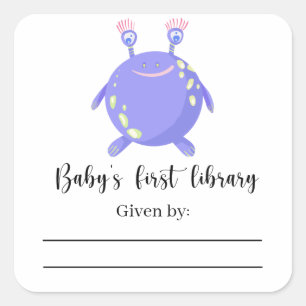 Monster - Baby Shower bookplate, books for baby Square Sticker
