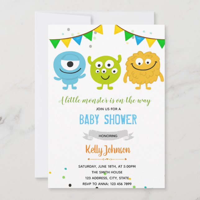 Monster baby shower invitation (Front)