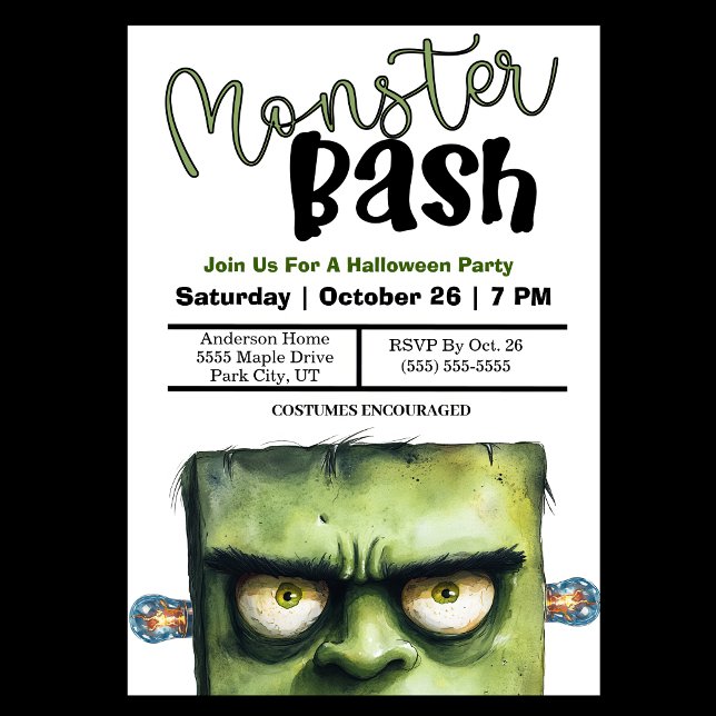 Monster Bash Halloween Party Invitation (Monster Bash Halloween Party Invitation For Children.)