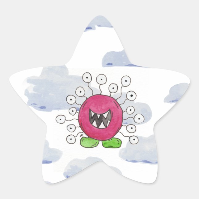 Monster Bash in the Clouds Birthday Favour Sticker (Front)