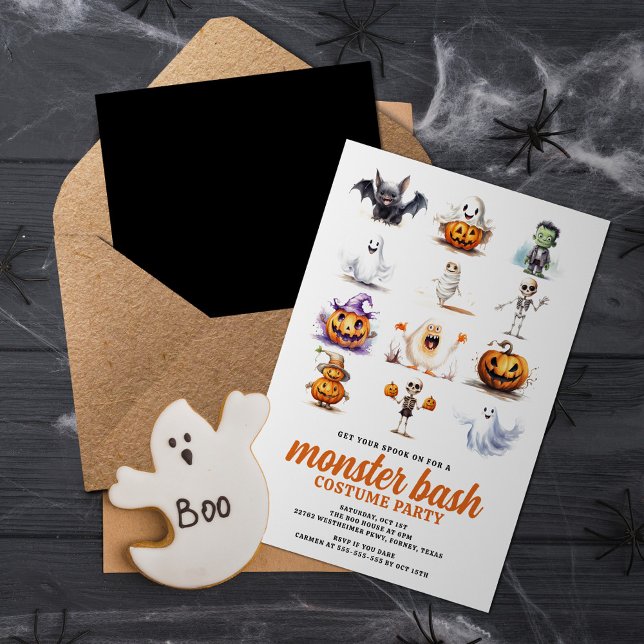 Monster Bash Modern Halloween Costume Party Invitation (Creator Uploaded)