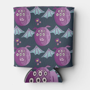 Monster Bats: Cute Cartoon Vintage Can Cooler