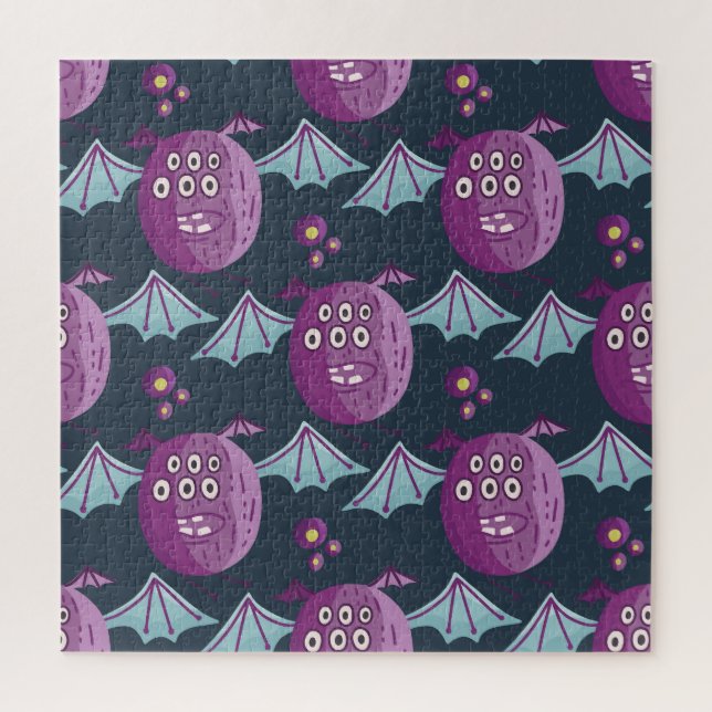 Monster Bats: Cute Cartoon Vintage Jigsaw Puzzle (Vertical)