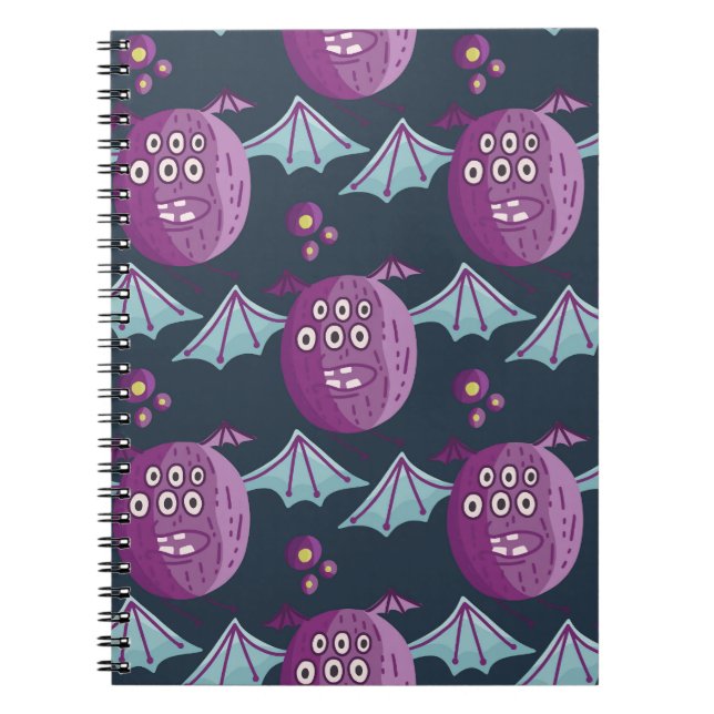 Monster Bats: Cute Cartoon Vintage Notebook (Front)