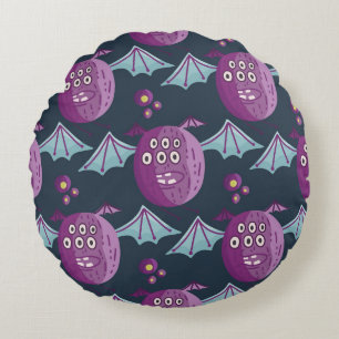 Monster Bats: Cute Cartoon Vintage Round Cushion