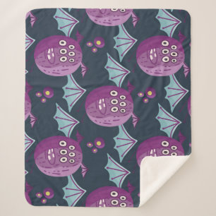 Monster Bats: Cute Cartoon Vintage Sherpa Blanket