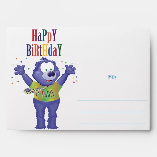 Monster Bear Kids Birthday Party Envelope (Front)
