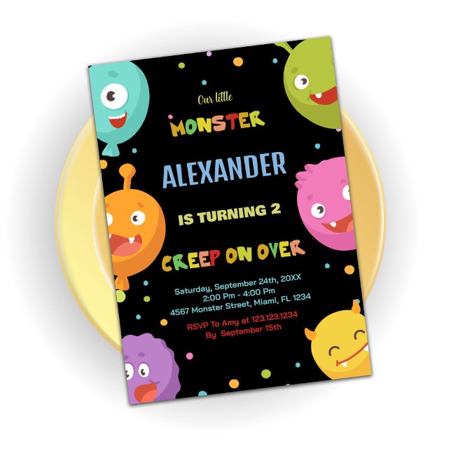 Monster Birthday Invitations Balloons Blacks (Monster Birthday Invitations Balloons Blacks)