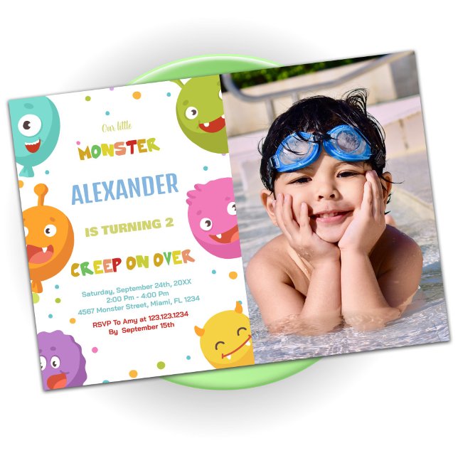 Monster Birthday Invitations Balloons with photo (Monster Birthday Invitations Balloons with photo)