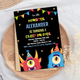 Monster Birthday Invitations Colour Flags
