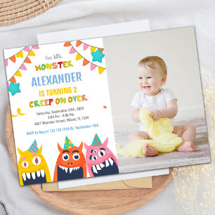 Monster Birthday Invitations Colour Flags photo
