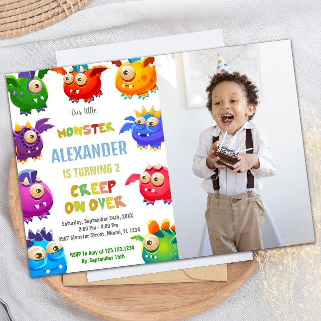 Monster Birthday Invitations, Fly Monsters photo Invitation (Monster Birthday Invitations, Fly Monsters photo Invitation)