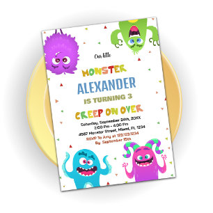 Monster Birthday Invitations Green