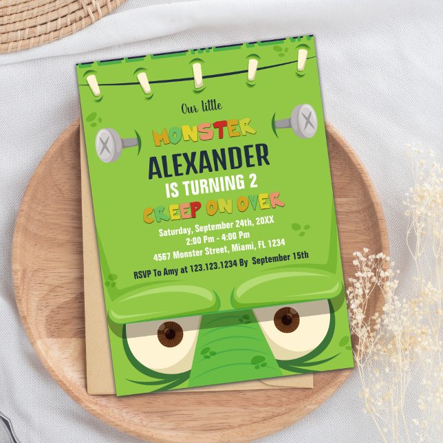 Monster Birthday Invitations, Green Monster Invitation (Monster Birthday Invitations, Green Monster Invitation)