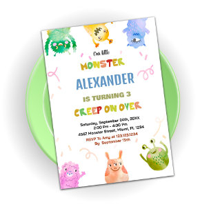 Monster Birthday Invitations Green Orange