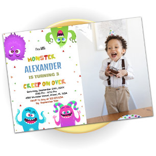 Monster Birthday Invitations Green photo